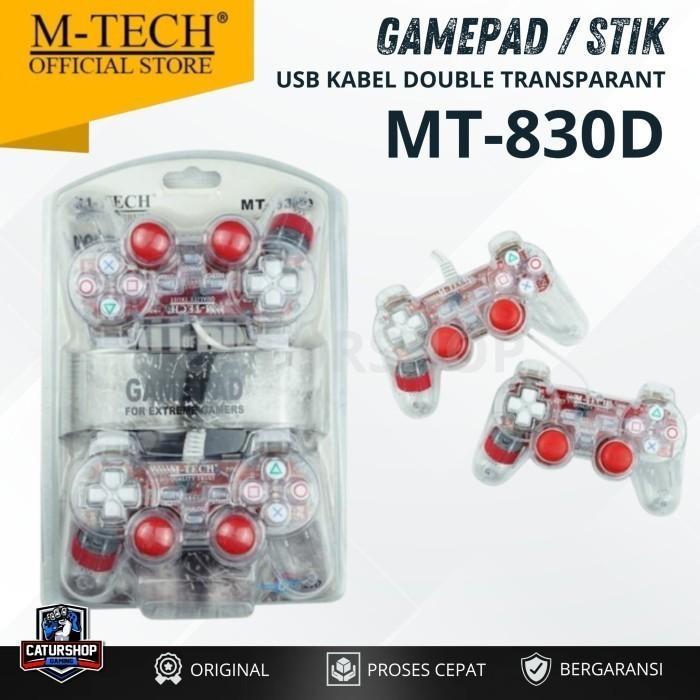 M-TECH Gamepad MT-830D Double Getar Transparan/Black | Mtech Original Joystick USB PC Laptop Stik Co