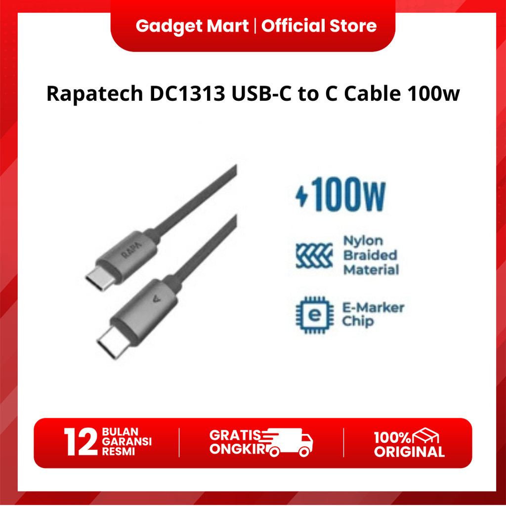 RAPA LINE Flash USB-C to USB-C 100W Cable – DC1313