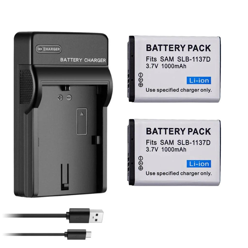 1000mAh SLB-1137D Camera Battery + Charger for Samsung NV100HD TL34HD NV106 HD I85 I100 L74 I80 NV1 