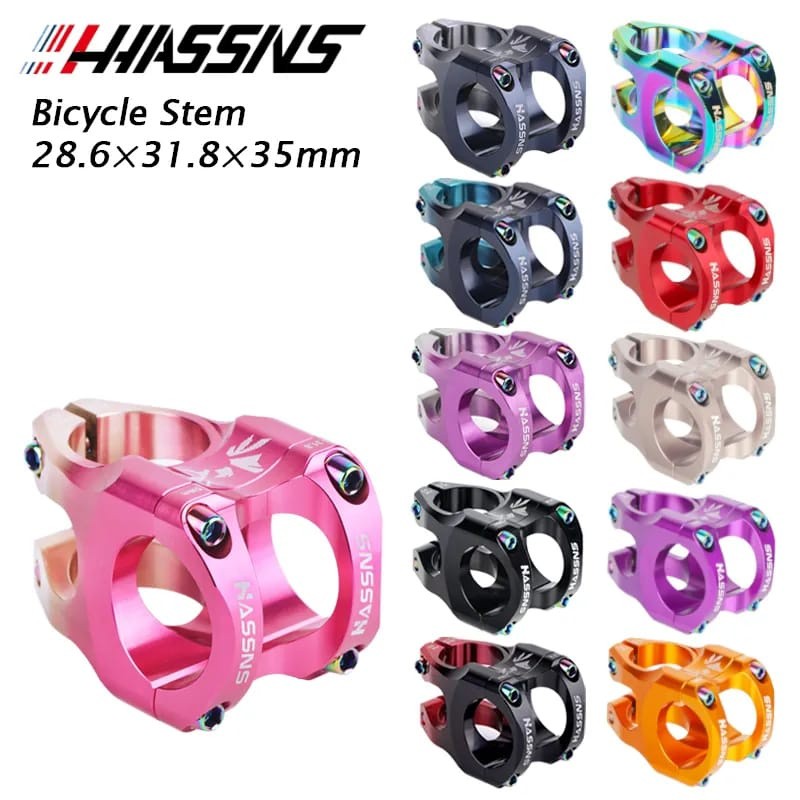 Foto Stem Pendek Hassns 31.8 x 35 mm colorfull clamp oversize 31.8mm alloy sepeda MTB