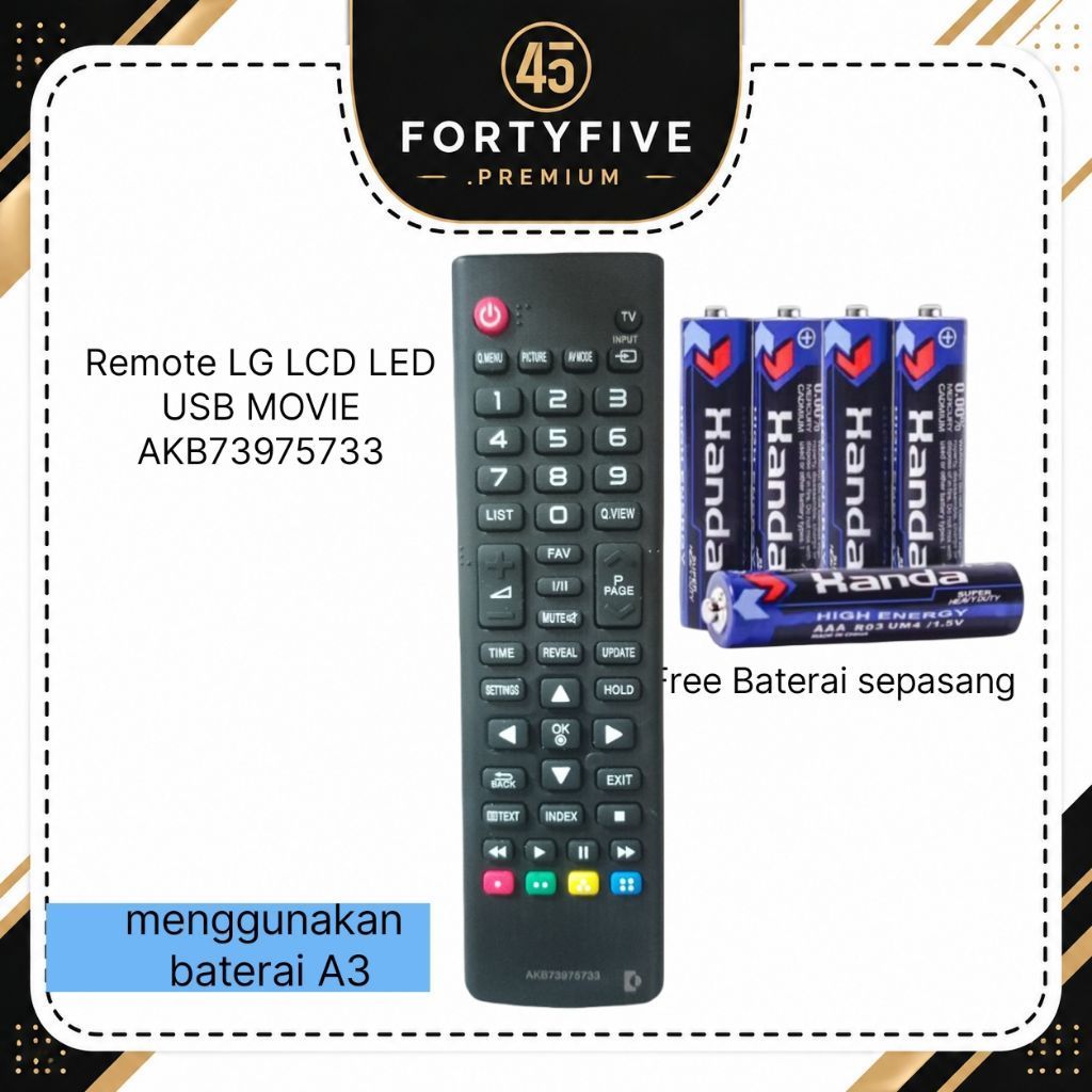 Remote TV LG LCD LED USB Movie AKB73975733 + Free Baterai AAA | FortyFive Premium