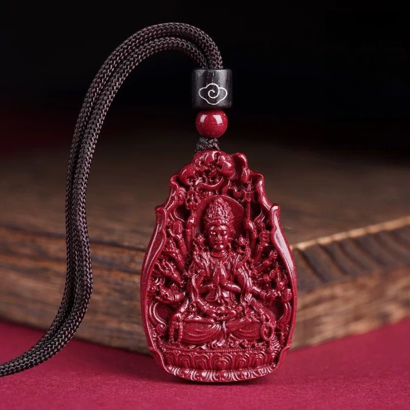 Twelve Zodiac Buddha Pendant, Cinnabar Zodiac Buddha Necklace