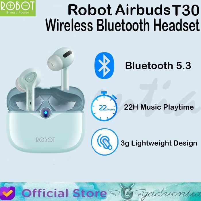 BT Headset VIVAN ROBOT T30 T50 Bluetooth Earphone TWS Airdots Airbuds - ROBOT T30 BLUE