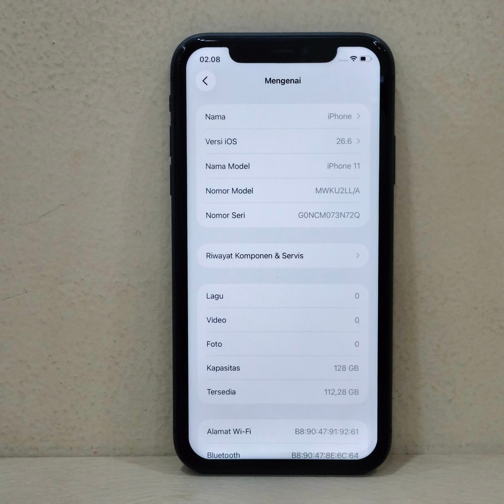 (N72Q-3) IPHONE 11 RAM 128GB (INTER) LL/A, BATANGAN NO CHARGER "019060"