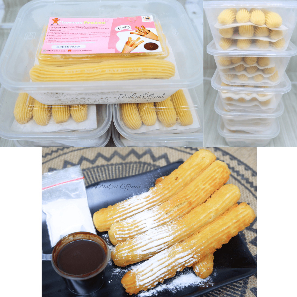 Churros Frozen - Churros Original - 1 box isi 12pcs+Saus Cokelat+Cinnamon Sugar