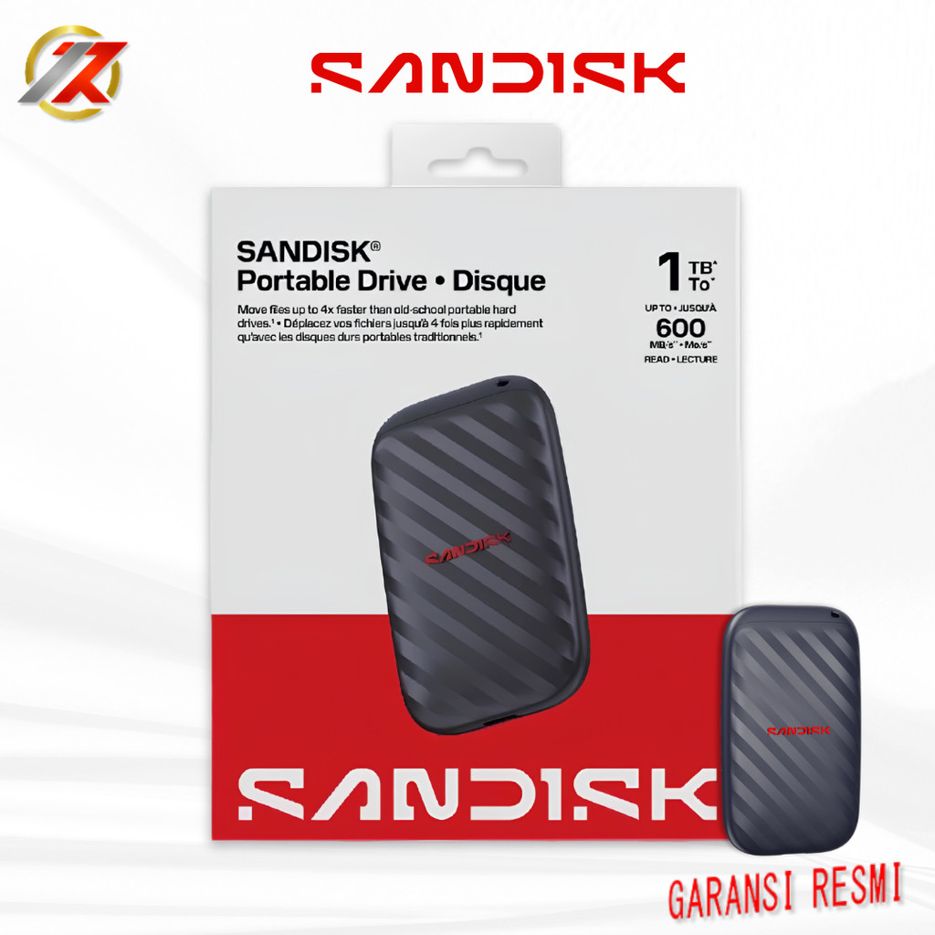SANDISK SDSSDE10-1T00-G25 (Black) 1TB Portable SSD 600mbps | SSD Eksternal Sandisk 1TB 600Mbps SDSSD