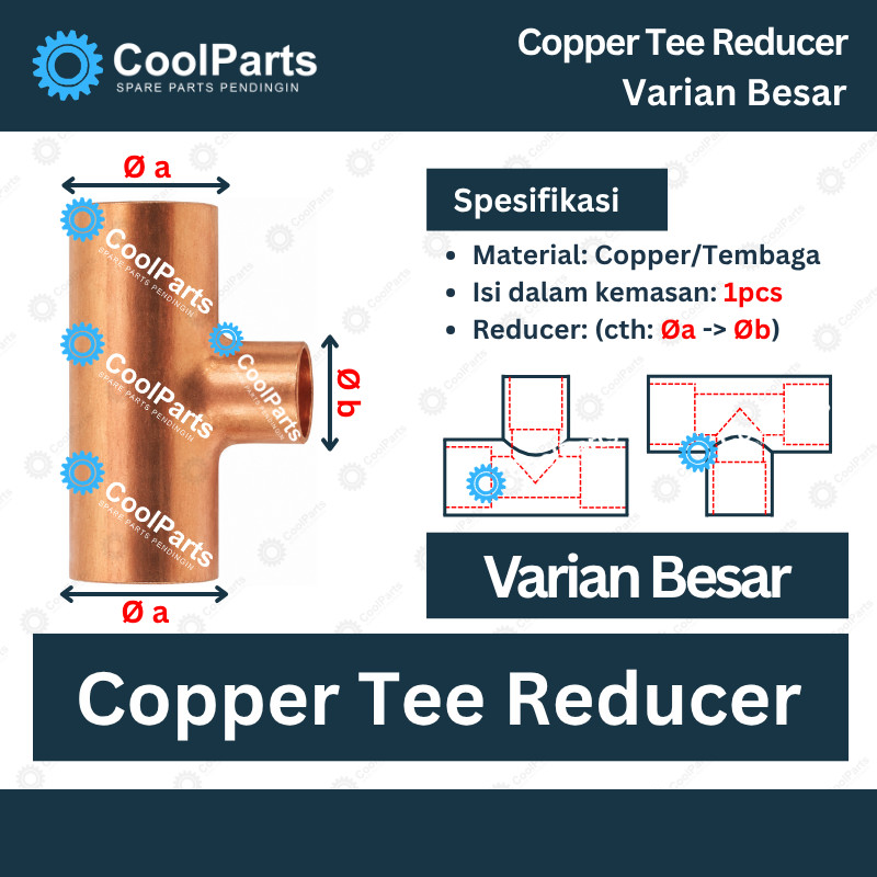Copper Tee Reducer Ukuran Besar Varian Besar Pipa Tembaga Tee Tembaga