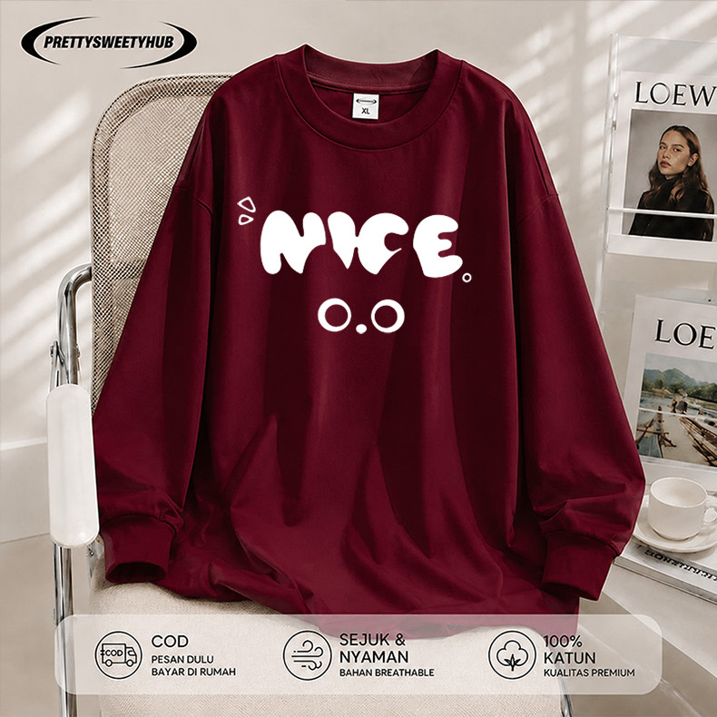 Pretty Sweety Hub - Kaos Wanita Lengan Panjang Tangan Karet Motif Nice Cat Cute Korean Style Cotton 