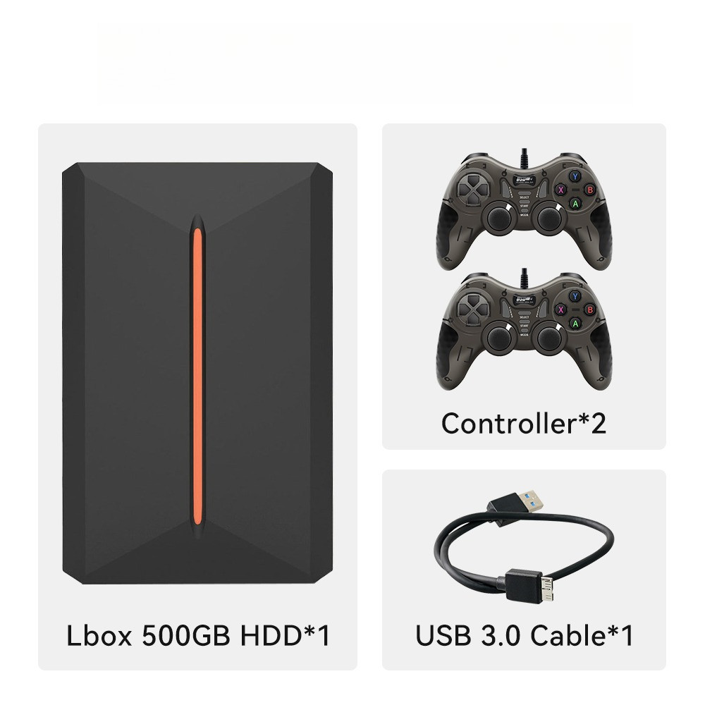 Launchbox 500GB Game Hard Drive Portable Gaming HDD with 3700+PC/3D Games for PS4/PS3/PS2/Wii/WiiU/S