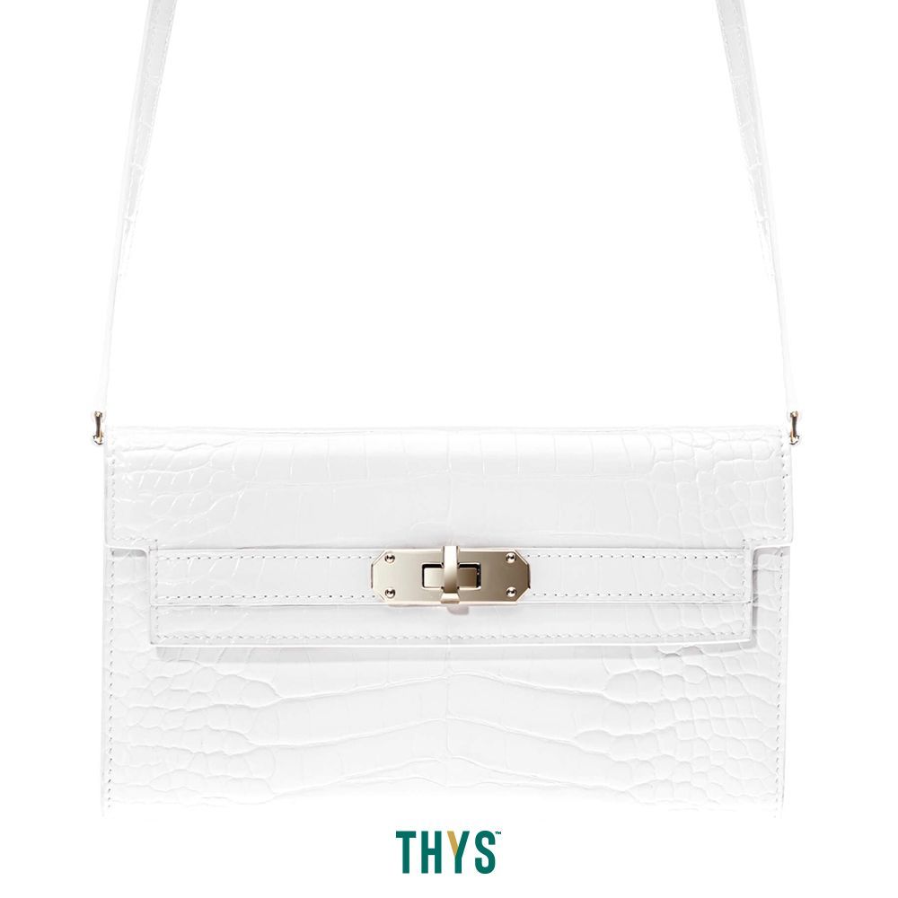 THYS Susen Croco Tas Selempang Turnlock Rectangular 2021 - Krem Beige Sling Bag Crossbody Bag Tas Ba