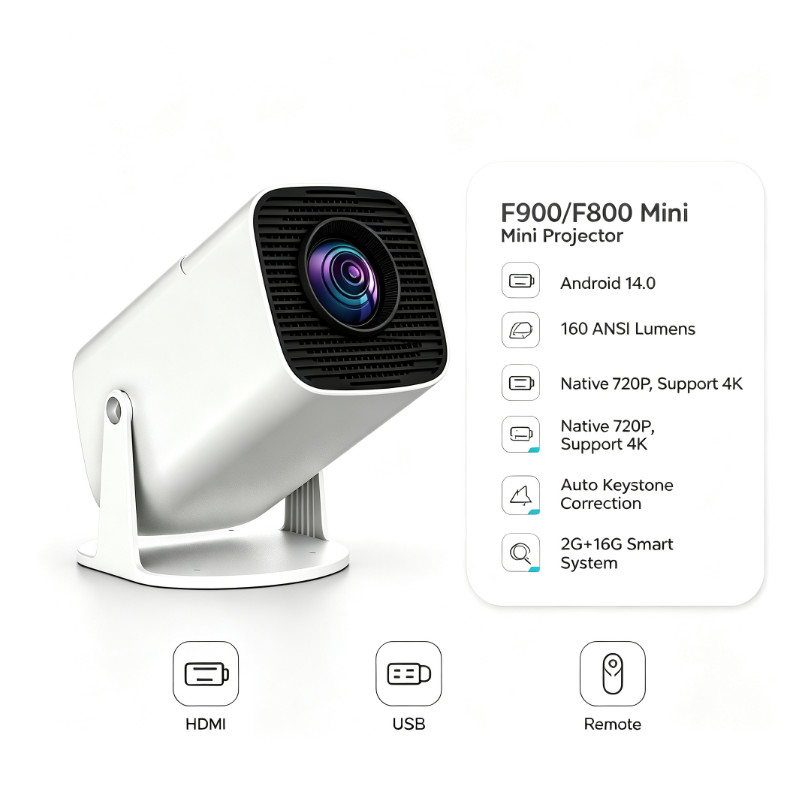hy320 /hy320pro/ F900/F800 Android 14.0 1280*720P 10000 Lumens WiFi6 Bluetooth5 Smart  4K HDMI 1280P
