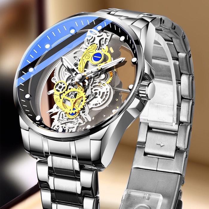 (COD) GRATIS EMAS JAM TANGAN MEWAH MURAH QW02 TRANSPARAN AUTOMATIC WATERPROFF Analog Analog Analog A