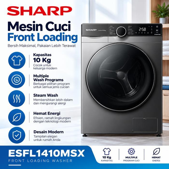 Sharp Mesin Cuci Front Loading Washer 10Kg ESFL1410MSX Mesin Cuci Sharp