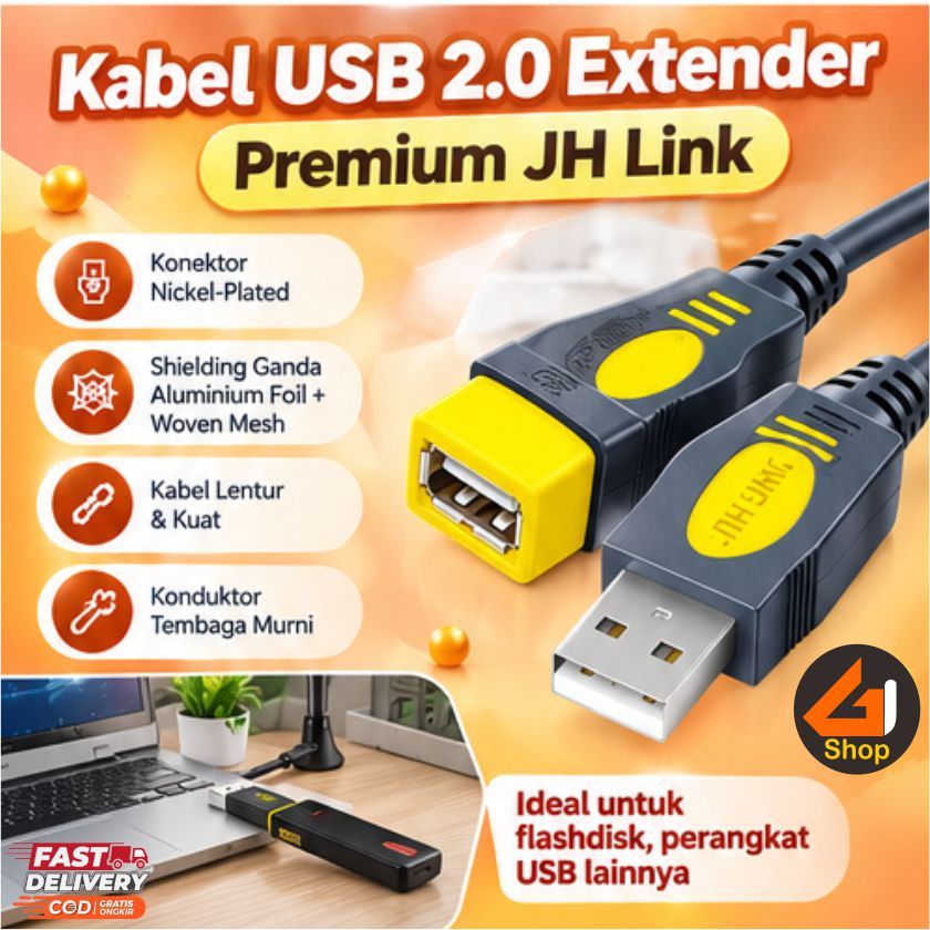 Kabel USB 2.0 Extension Male to Female Fast 480Mbps High Speed Premium Quality 1.5 Meter  AM/AF