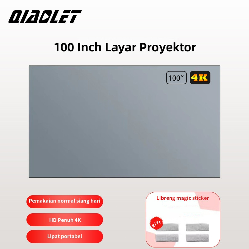 QIAOLET Kain Layar Proyektor Dinding Screen 100 Inch Kain Layar Projector Anti Light Ambient Screen 