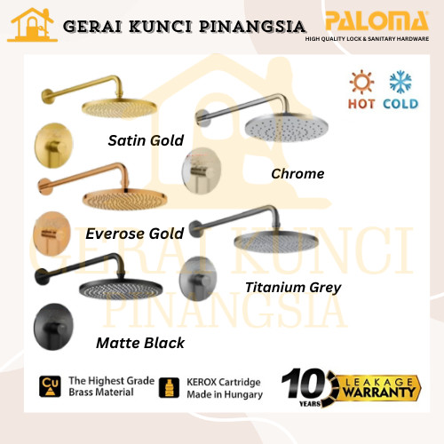 PALOMA FCP 1826 Keran Shower Tanam Set Mandi Panas Dingin Concealed Kran Air 1826C 1826M 1826T 1826S