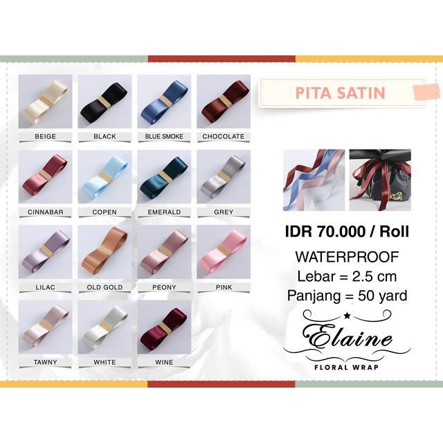 

PITA SATIN IMPORT SEDANG LEBAR 2.5CM PREMIUM (ECER PER METER) PITA KADO GIFT BOUQUET BUNGA DEKORASI