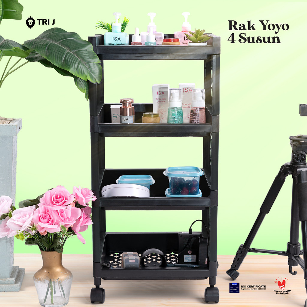 Vrooky Rak Yoyo Serbaguna 4 Susun Dengan Roda Plastik