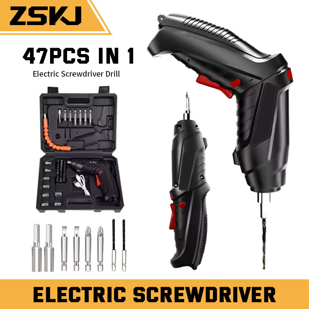 ZSKJ 3.6V Cordless Electric Screwdriver Kit Reargeable 500mAh Lithium Battery Screwdriver Drill Kit 