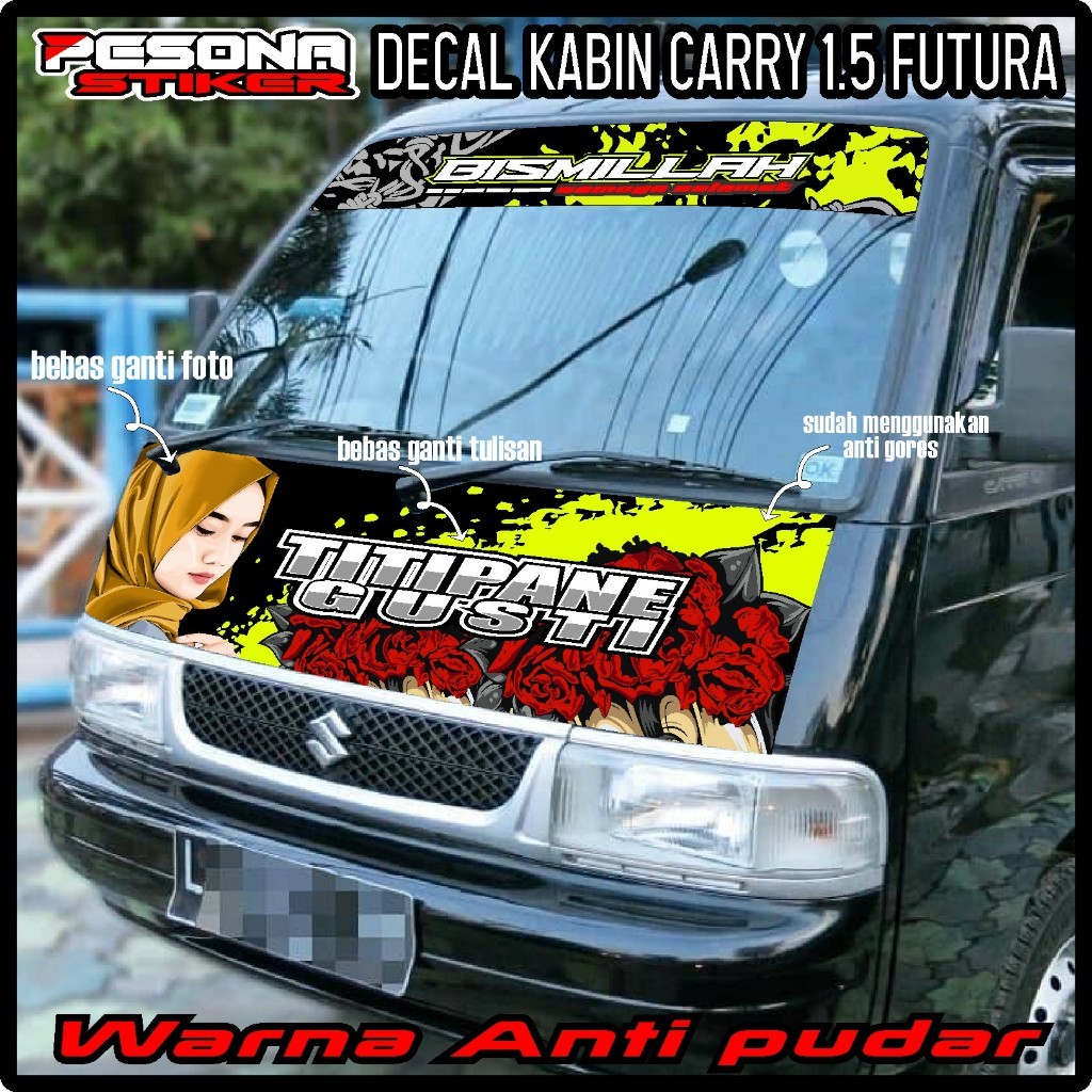 Satu Set Stiker Kabin Depan + Stiker Kaca Depan Mobil Carry Futura,colt T120ss, L300,grandmax,apv Dl