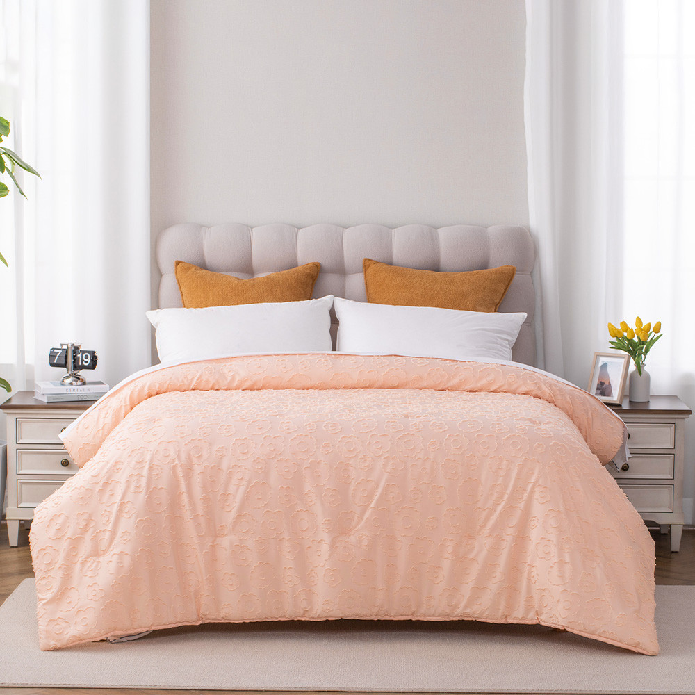 Informa 240X210 cm Bed Cover Clipped Jacquard Bloom - Peach Spring Bed Matras Latex Kasur Nyaman Tem