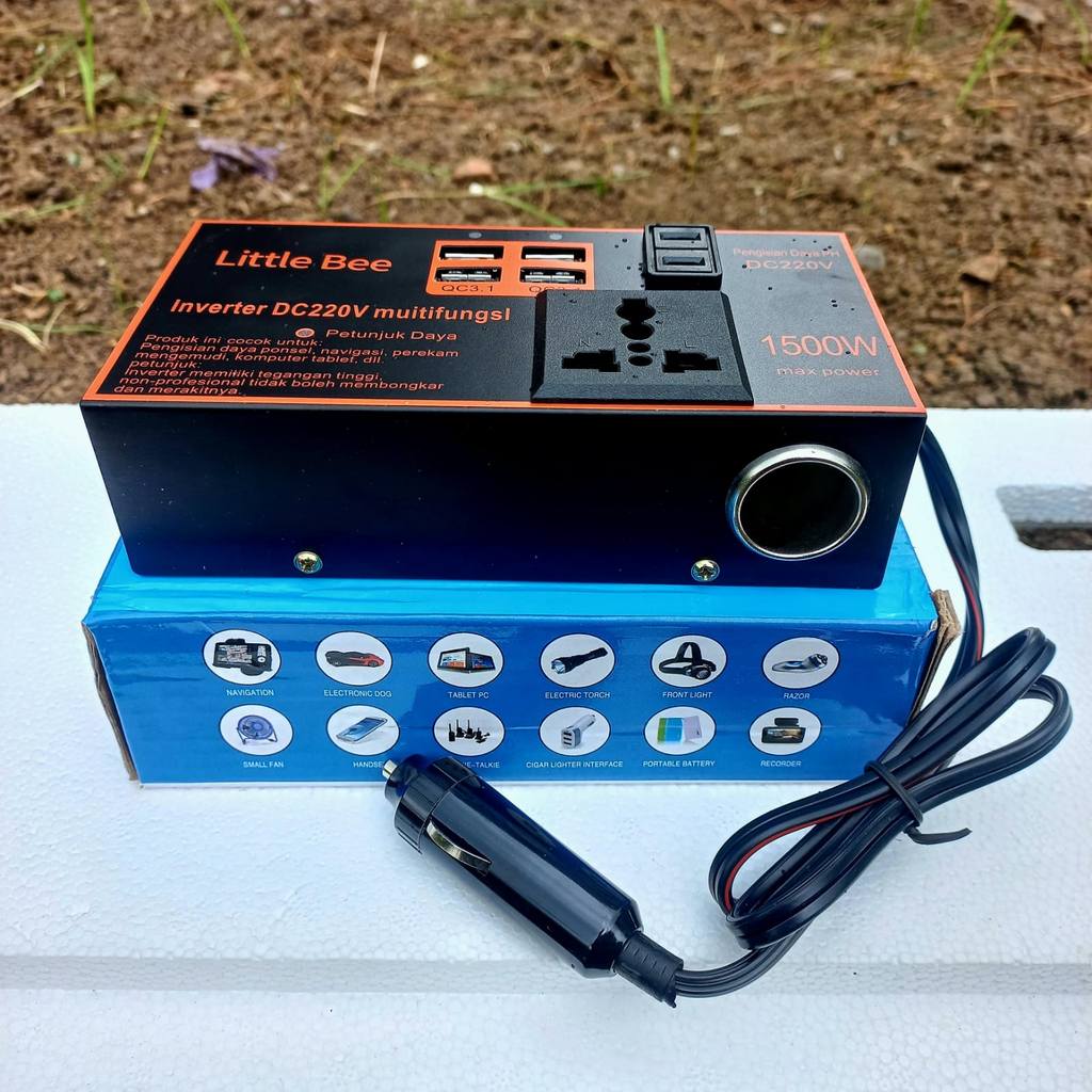 POWER INVERTER MOBIL 1500WATT POWER CAR INVERTER 4 PORT USB