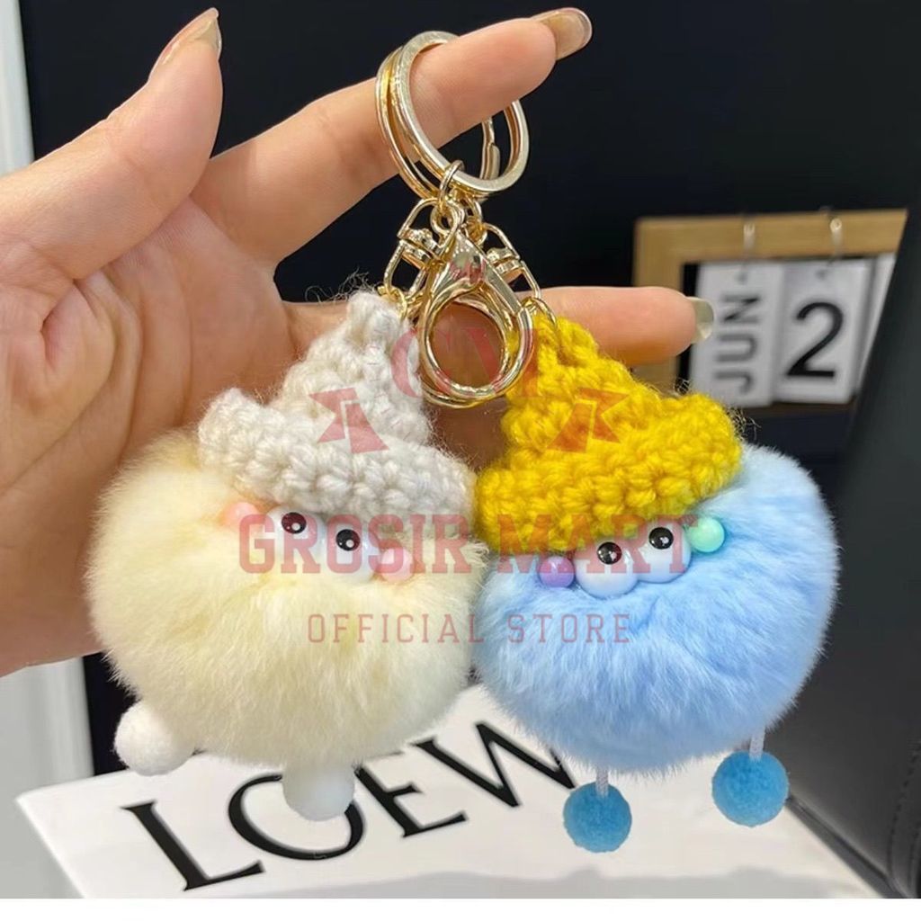 GM Gantungan Boneka Topi Caping Bahan Bulu Lembut