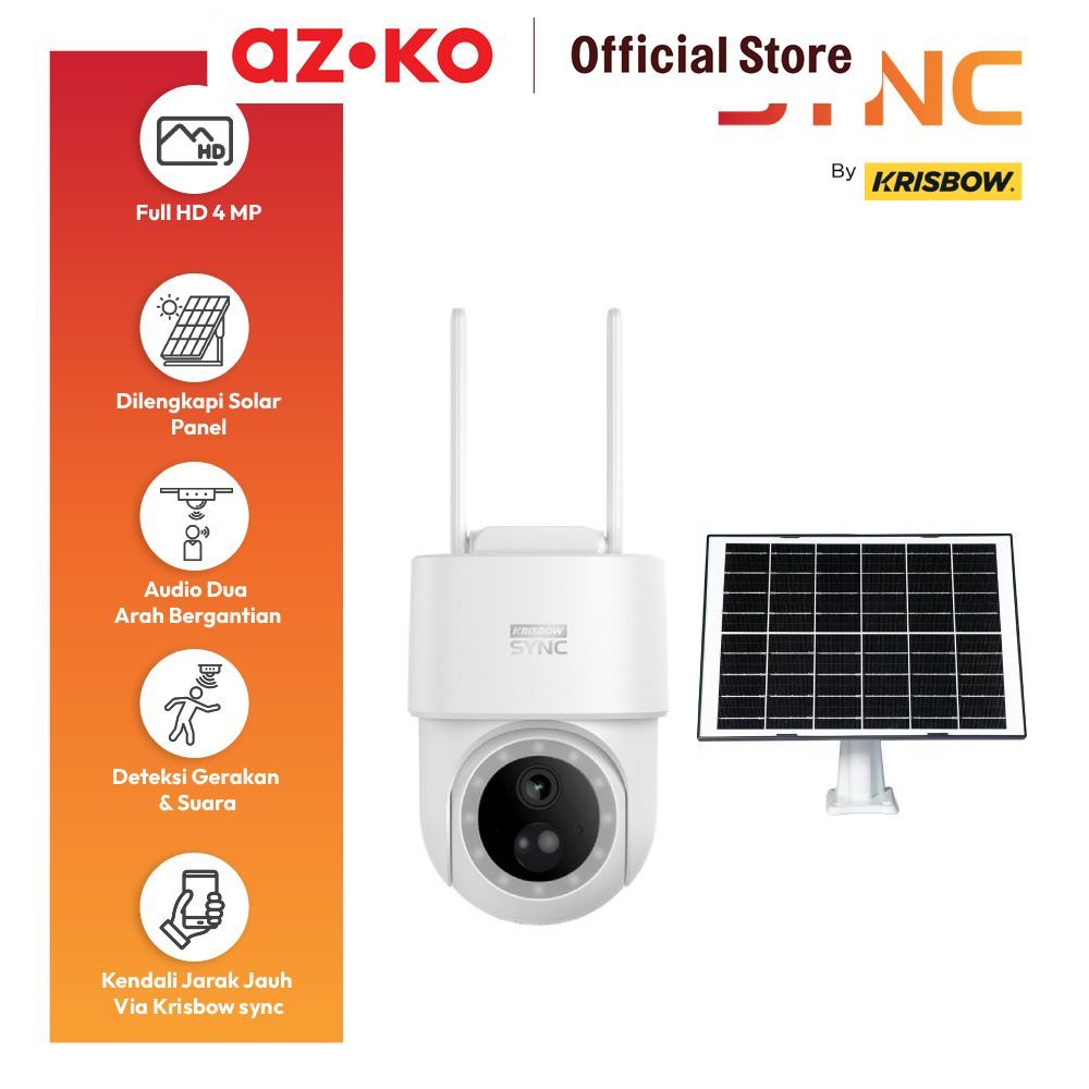 AZKO Krisbow Sync Smart 4G Camera Cctv 4Mp Battery Solar Ptz Ray 24Q - Putih Kamera Pengawas Camera 