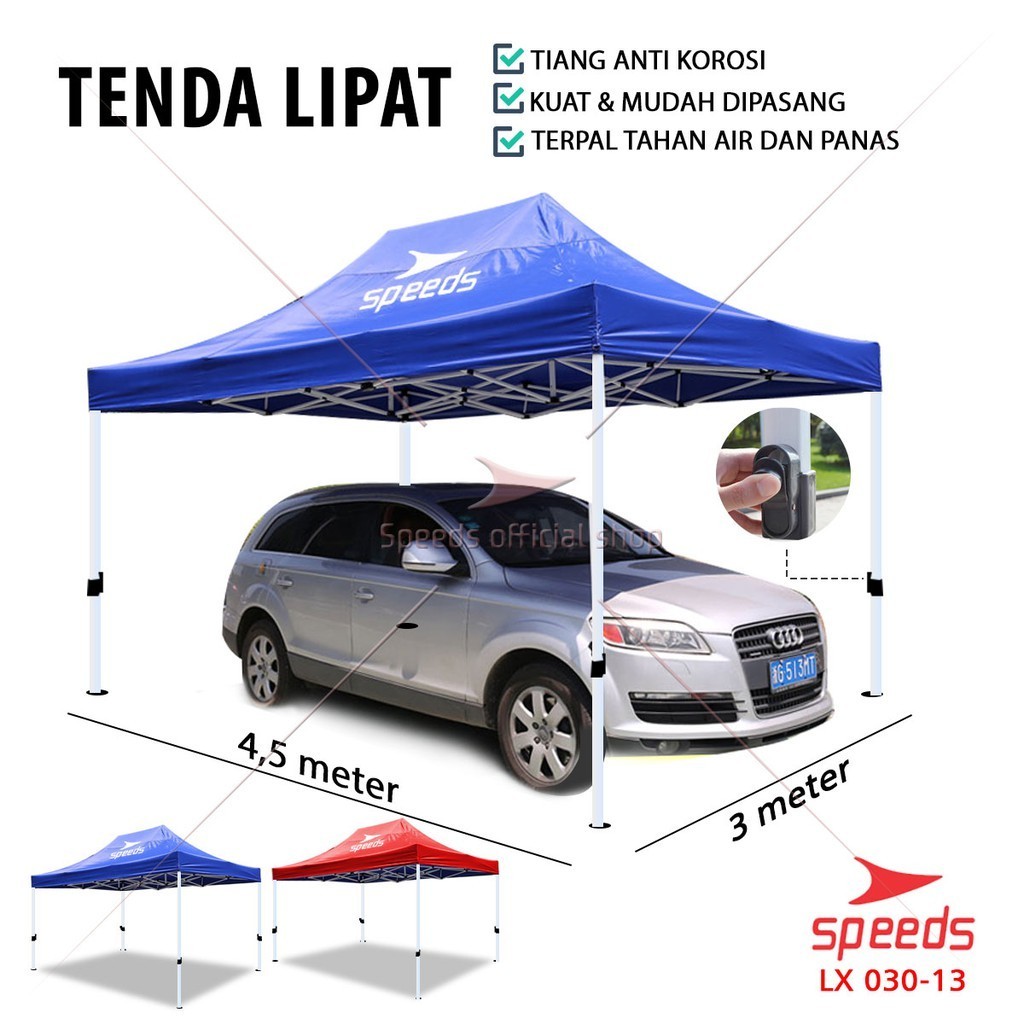 SPEEDS Tenda Lipat 3 x 4,5 M Tenda Bazzar Rangka Putih Tenda Pameran Tenda Jualan Otomatis 030-13