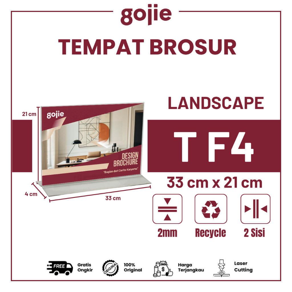 TEMPAT BROSUR AKRILIK | TENT CARD AKRILIK T F4 LANDSCAPE