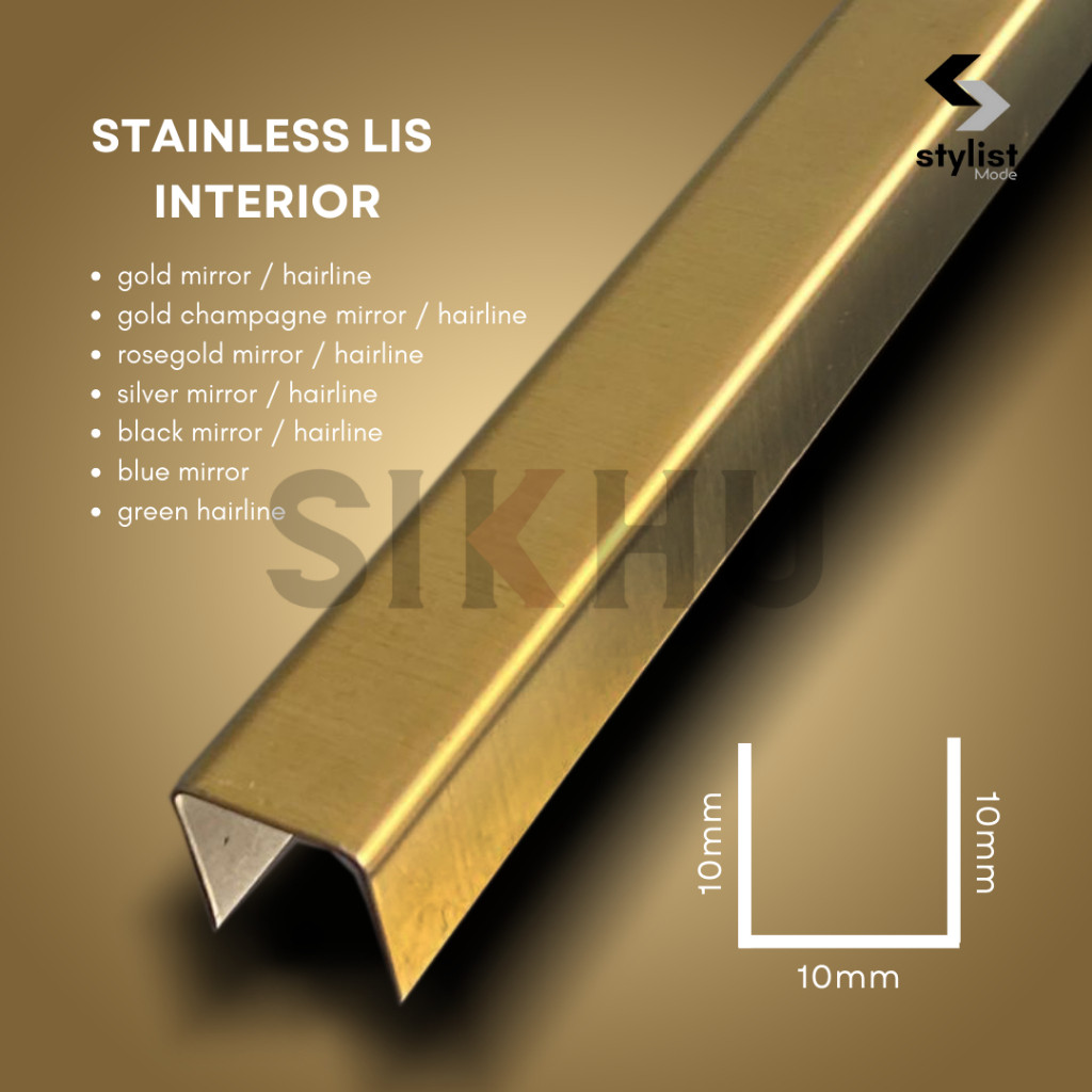 Stainless Lis Interior | Lis U 10 x 10 x 10mm