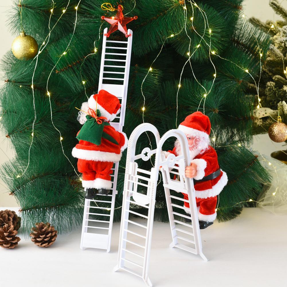 Decoration Electric Ladder Santa Claus Climbing Beads Santa Claus Children's Gift Mall  Tree Decorat