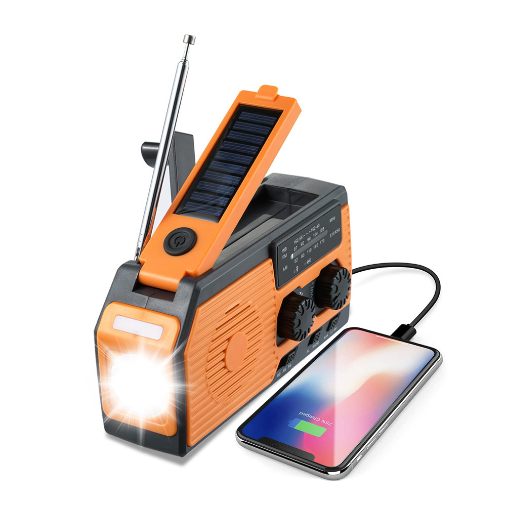 Multifunctional 5000mAh Solar Crank Radio AM/FM/NOAA Radio Weather Alert Phone Charger Led Reading F