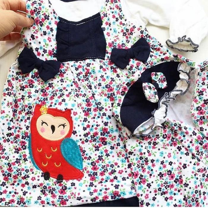 SWEETY OWL MOSLEM SUIT Setelan Gamis Baju Hijab Lucu Fashion Anak Bayi Perempuan Cewek Terlaris Terb