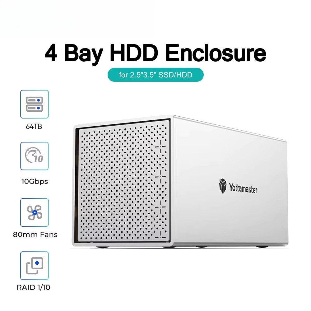 Yottamaster 4 Slot RAID Enclosure 4 Bay 2.5/3.5-inch USB3.0 to SATA3.0 RAID External HDD Array Enclo