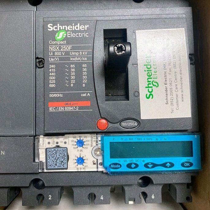 Schneider Electric MCCB NSX100F 4P 100A 36KA MICROLOGIC 6.2E Baru Asli Compact Series 800V Ump 3 kV