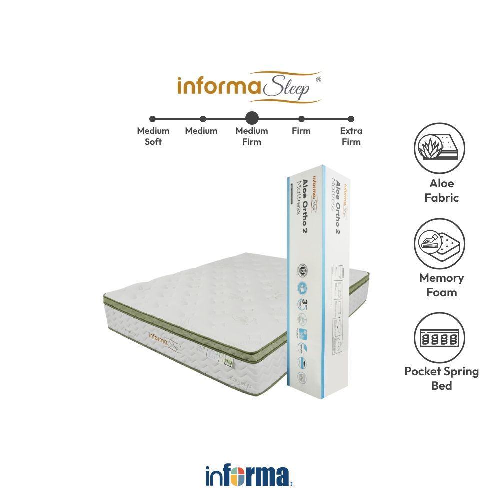 Informa Sleep 120X200X30 cm Aloe Ortho I I Kasur Spring Pocket In Box Mattress Matras Kasur Tidur Pe