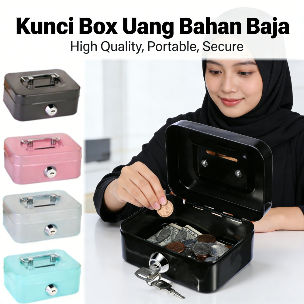 Brangkas Penyimpanan Uang Brankas Uang Kotak Kunci Portable Cash Box Money Box Uang