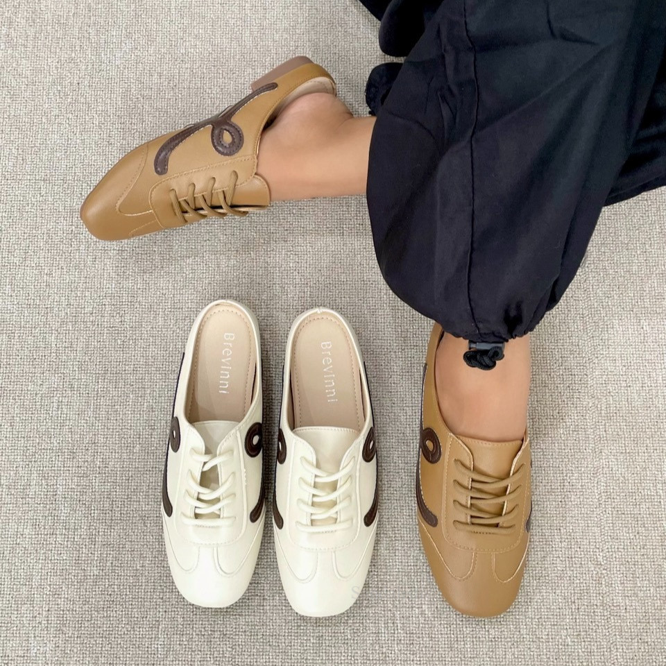 SANDALISTIC Finn Slip On Sneakers Women || Sepatu Backless Wanita || Retro Stripe Sneakers Mule || S