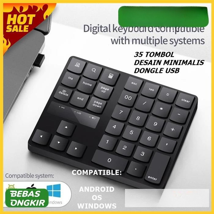 Keypad Numeric Angka Keyboard Kalkulator Numpad Wireless Bluetooth