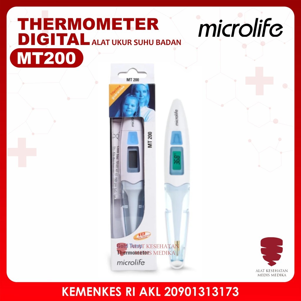 Microlife Thermometer Digital MT200 Alat Ukur Suhu Badan Elastis Gold Tip