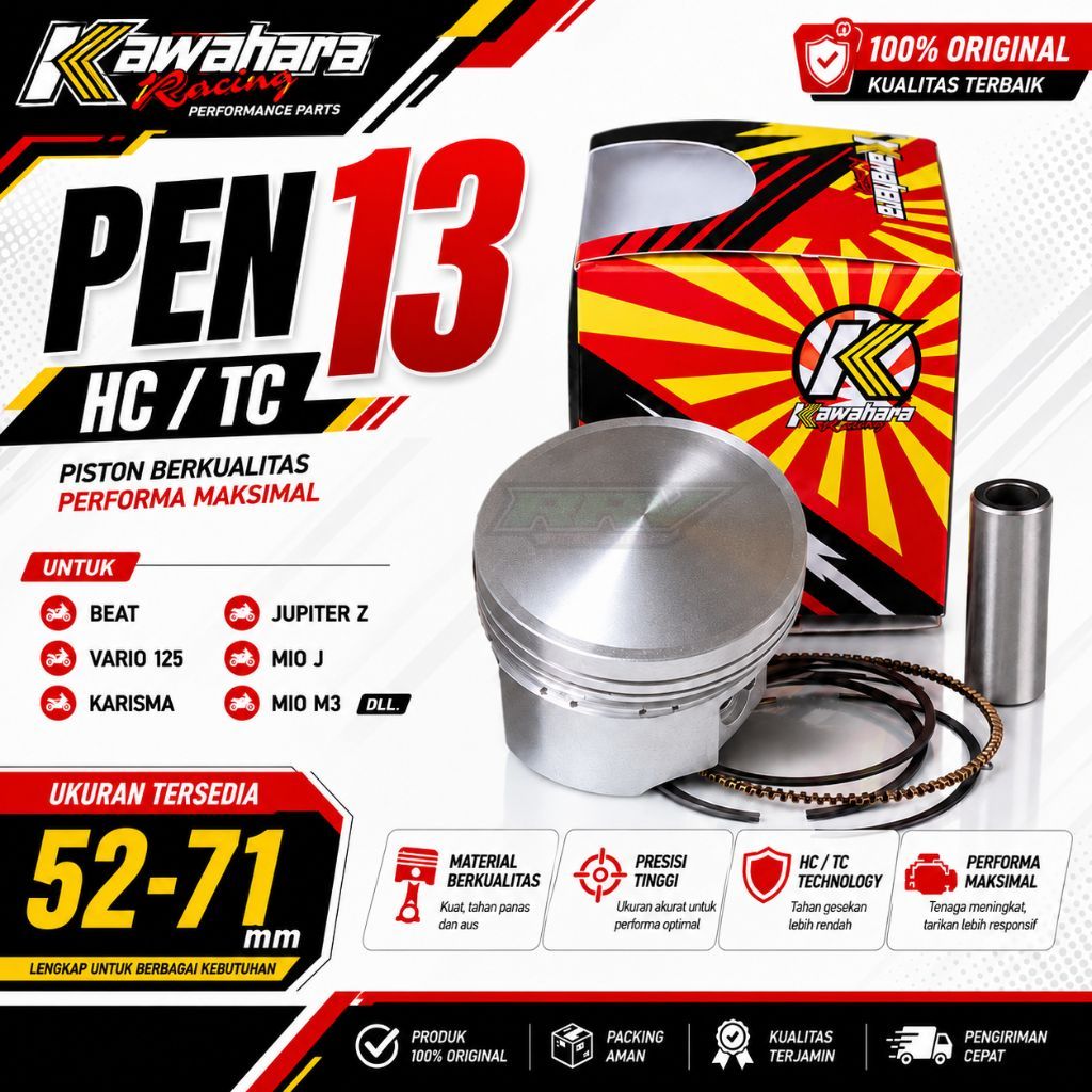 Piston Seher Kit/Set KAWAHARA Casting Tipe HC/TC Pin/Pen 13 Ukuran 52, 53,5, 54,5, 55, 55,25, 58, 58