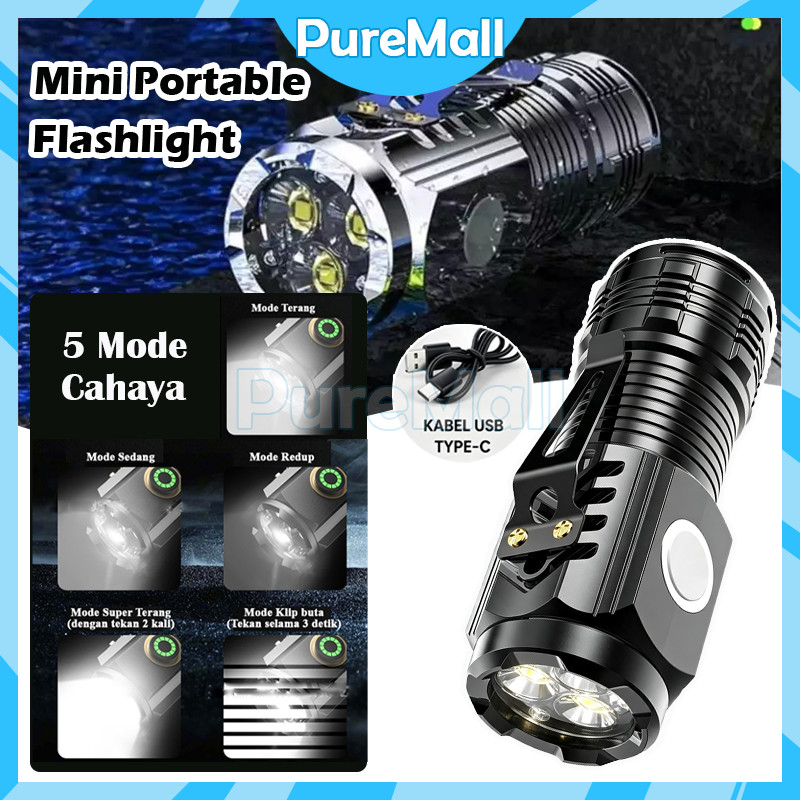 PM Senter mini LED 3 mata / TERANG SENTER MINI / Senter Mini LED 3 Mata Senter Mini Anti Air Super T