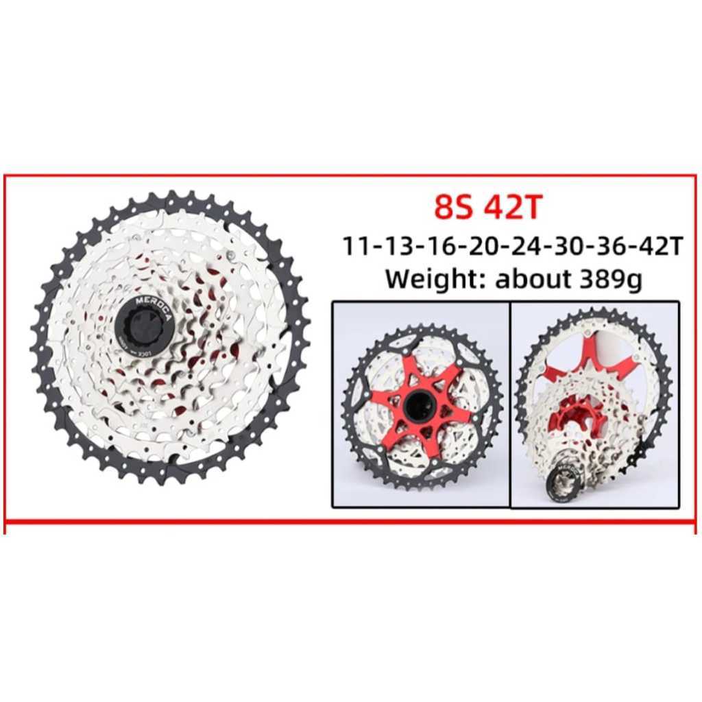 Foto Sprocket Cassette Gear gir Meroca 8S 8 speed 11-42T 42T wide ratio