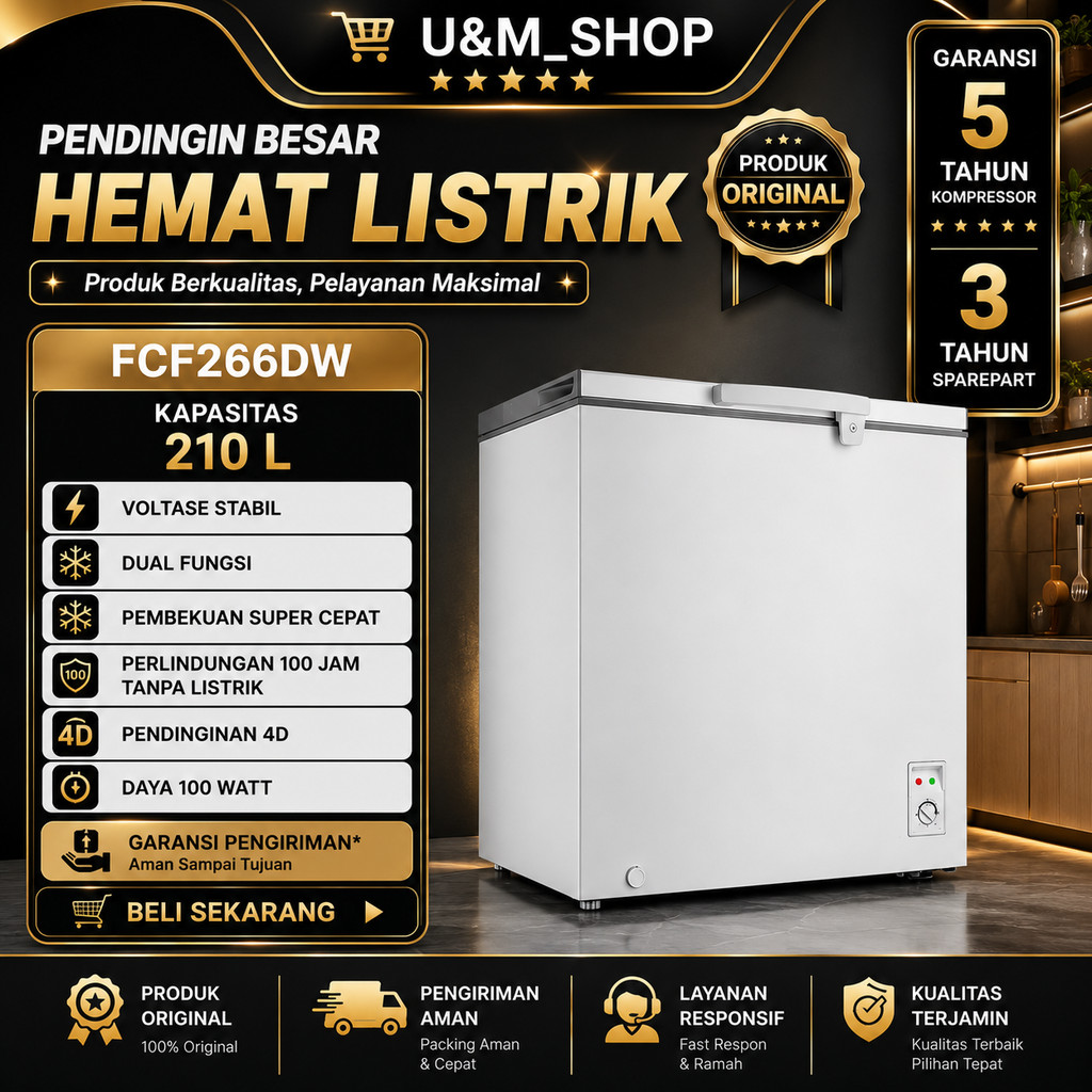 Freezer Changhong FCF 266 DW chest freezer changhong 210 liter garansi resmi freezer box changhong