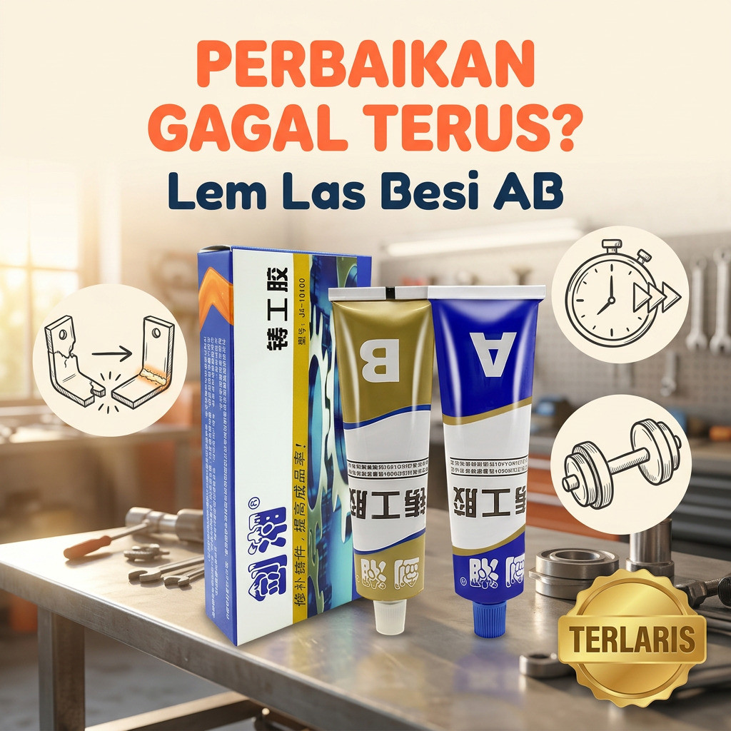 [Solusi Tambal Bocor] Lem Las Besi AB/Lem Epoxy Logam Kuat/Lem Perekat untuk Radiator Pipa Tangki Me