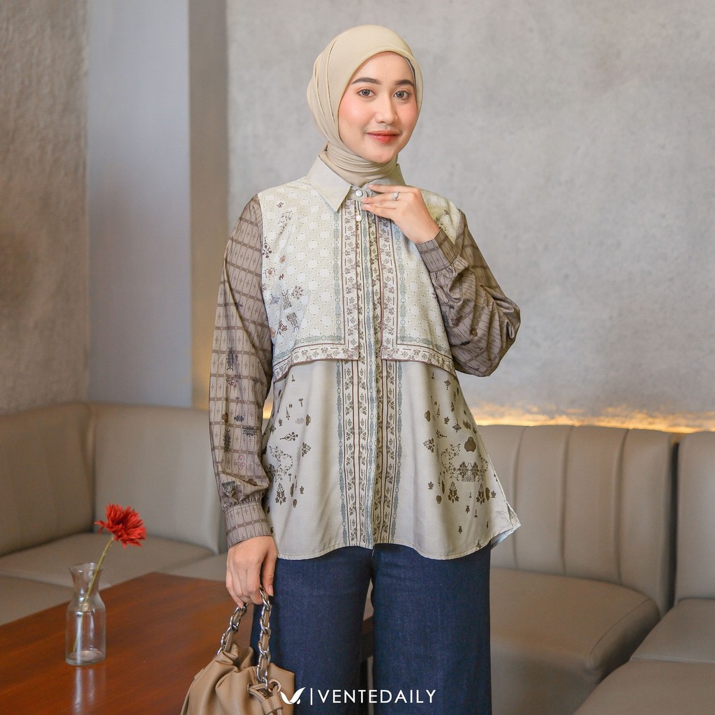 Kania Tunik Atasan Wanita Kekinian Jumbo Elegan Mewah Terbaru Motif Floral Busui Friendly by Venteda