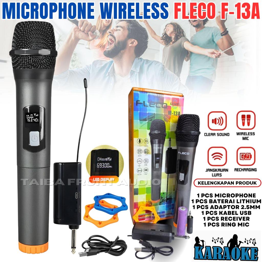 Mic Profesional Wireless Microphone mic tanpa kabel FLECO M-13A - Mic Wireless Murah Mic Karaoke Sua