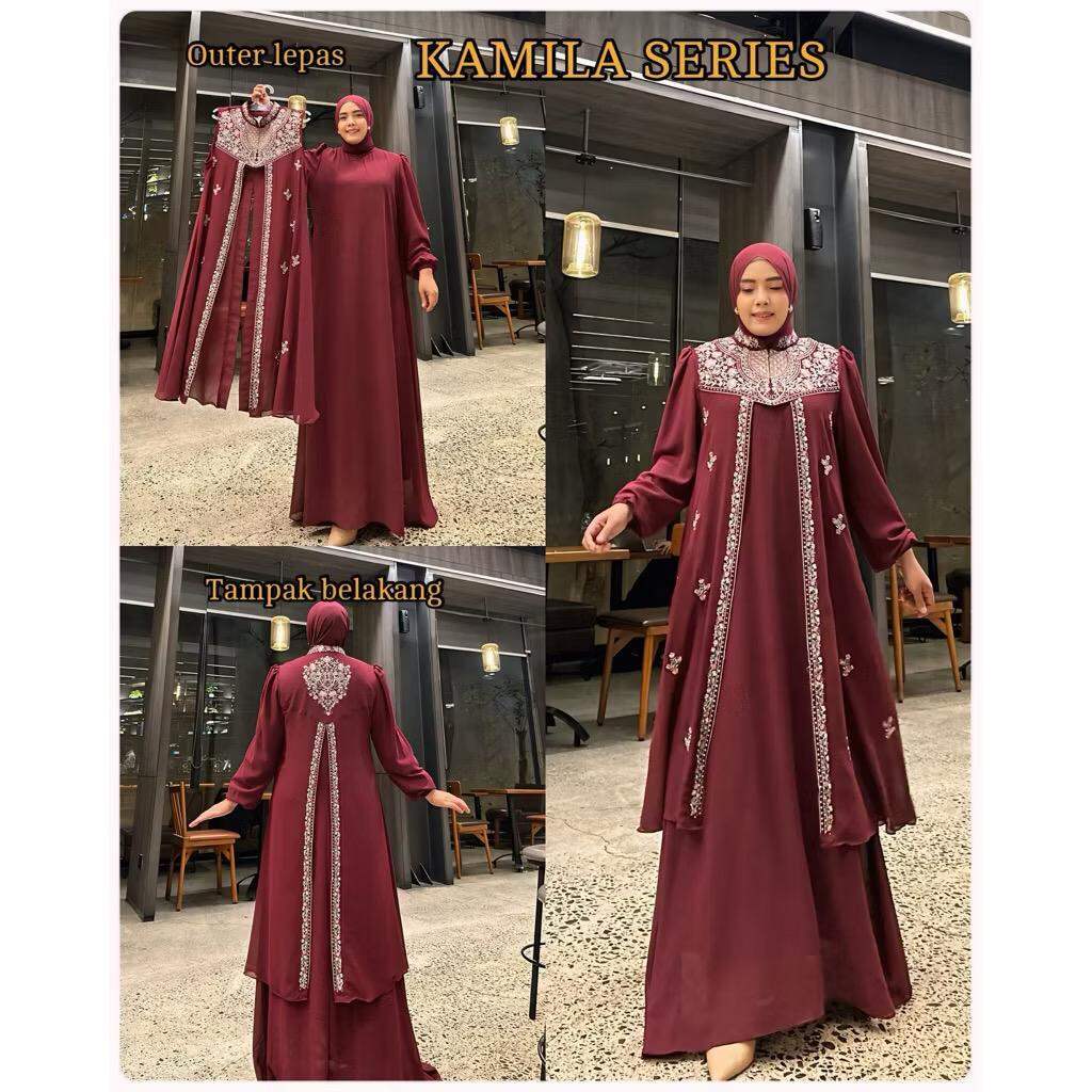 ZIFA FASHION // COD // KAMILA SERIES DRESS SET ROMPI // GAMIS CRUTY BORDIR PAYET TABUR MEWAH ROMPI L