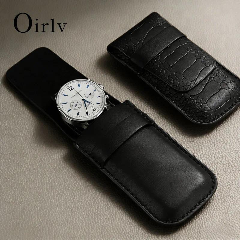 Premium Black Leather Watch Pouch Crocodile Texture Luxury Watch Protection Travel Watch Case Watch 